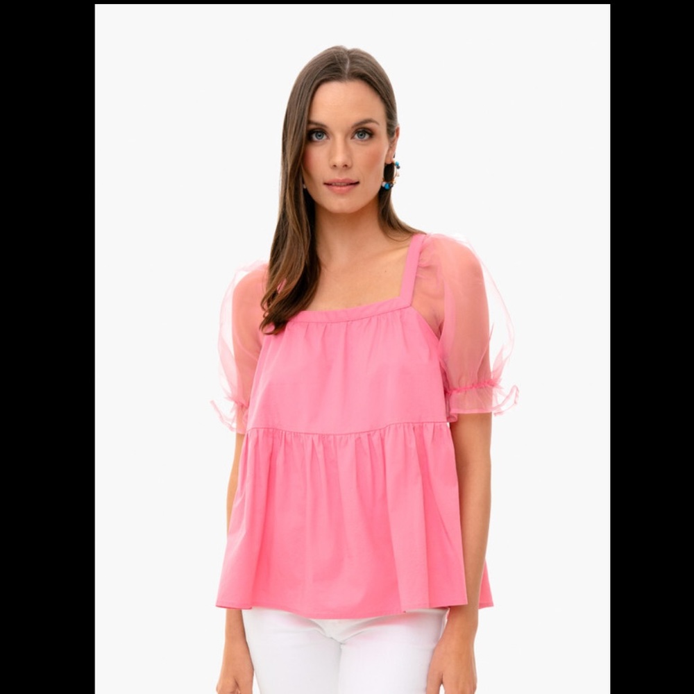 Tuckernuck Pomander Place Pink Tinsley Top, size small
